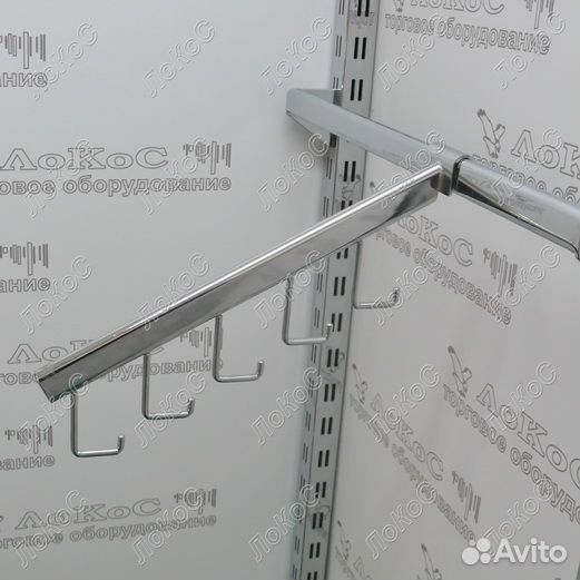 Кронштейн наклонный 5 крючков на планку, хром