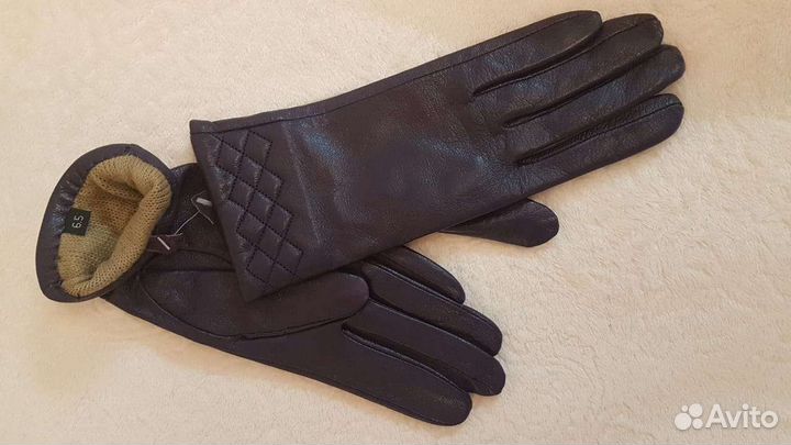 Перчатки женские кожаные
