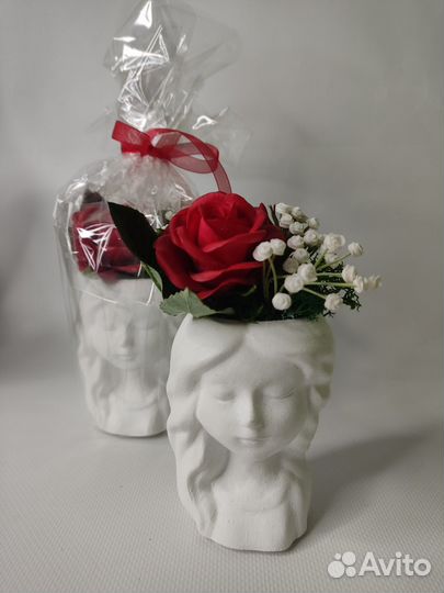 Цветочная композиция ручная работа, глина