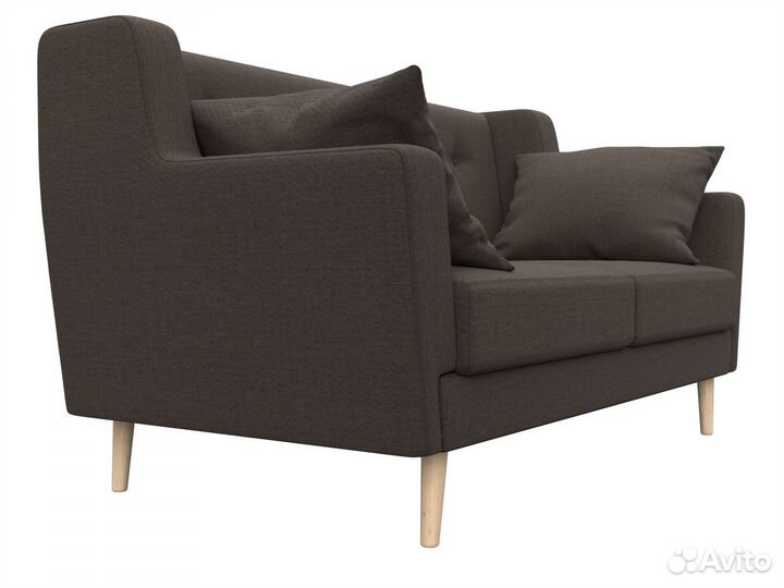 Диван кухонный прямой Брайтон 2, рогожка, амур коричневый