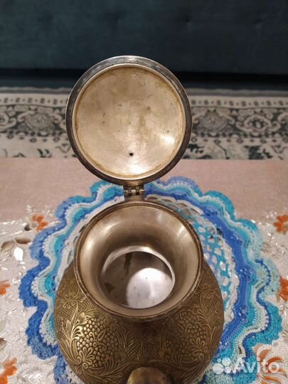Чайник кофейник латунь, посеребренный