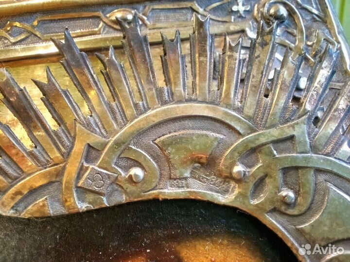 Старинная икона Господь Вседержитель. Серебряный к