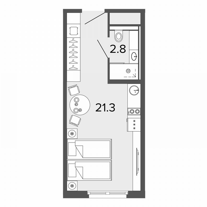 Апартаменты-студия, 23,8 м², 6/13 эт.