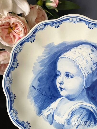 Потрясающая тарелка Delfts с ручной росписью