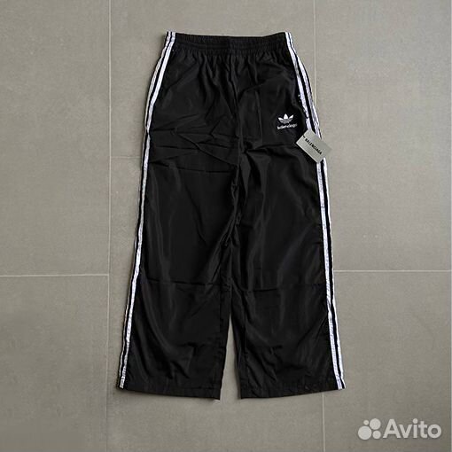 Adidas x Balenciaga широкие чёрные штаны