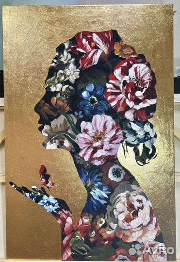 Картина маслом девушка с розой