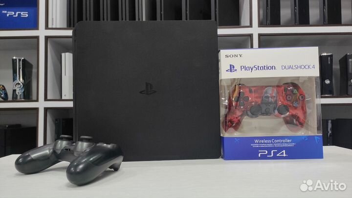 Sony PS4 Slim 2 геймпада + 88 игр