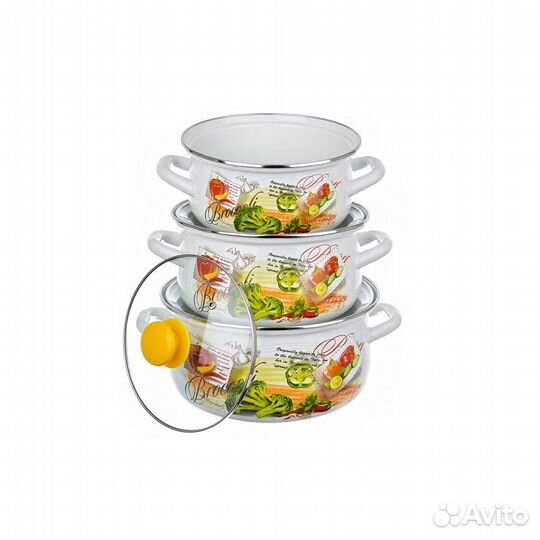 Набор 3 пр. Брокколи-Экстра белый (сфер 2л, 3л, 4л