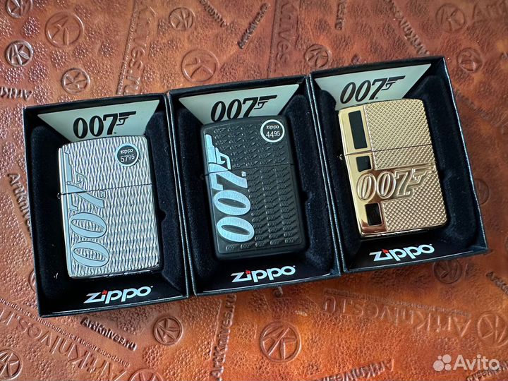 Набор из 3-х зажигалок Zippo James Bond 007 Armor