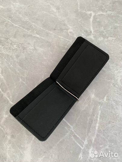 Зажим для купюр с монетницей натуральная кожа