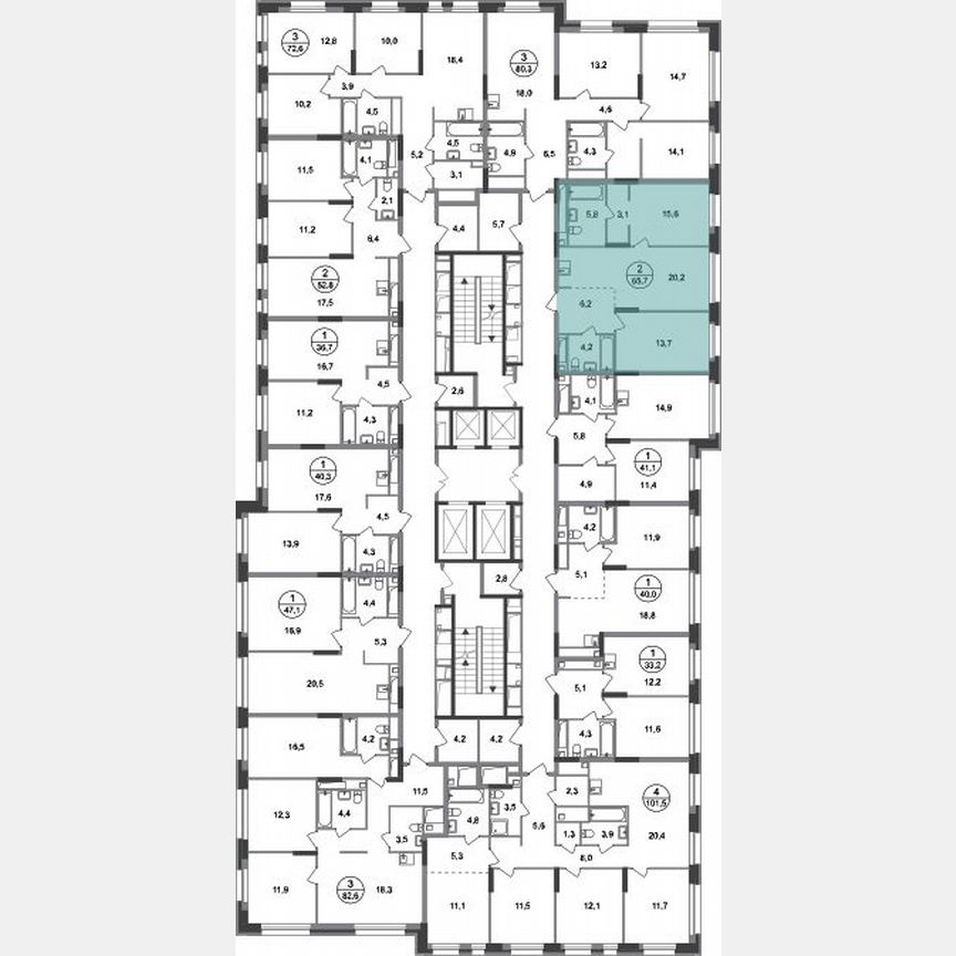 2-к. квартира, 65,7 м², 20/20 эт.