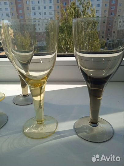 Фужеры винтажные цветное стекло