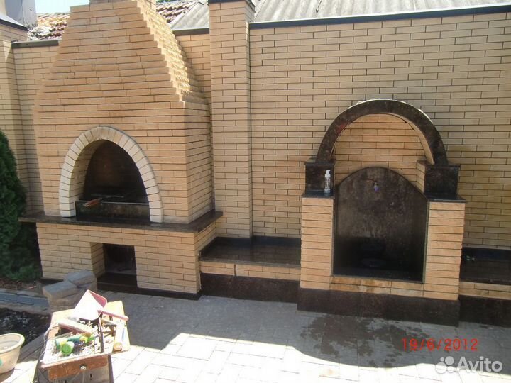 Мангальная зона под крышей, кладка печей