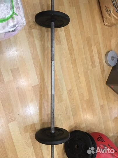 Штанга с блинами 45кг(4 по 10кг, 4 по 1,25)