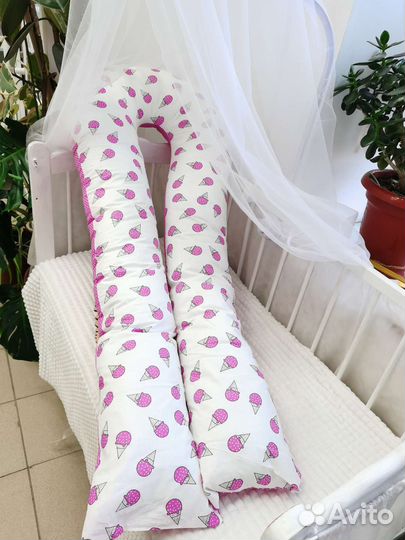 Подушка для беременных со съёмным чехлом из хлопка