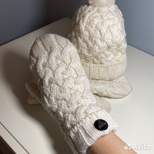 Шапка шарф и варежки adidas на флисе