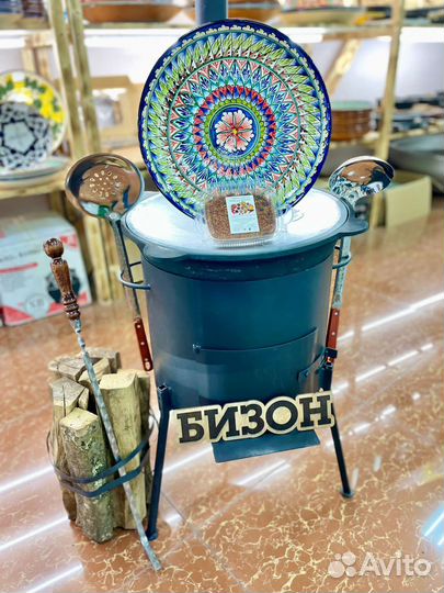 Печь с трубой под казан на 8-10 л D-340 мм