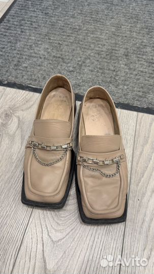 Лоферы бежевые натуральная кожа 37