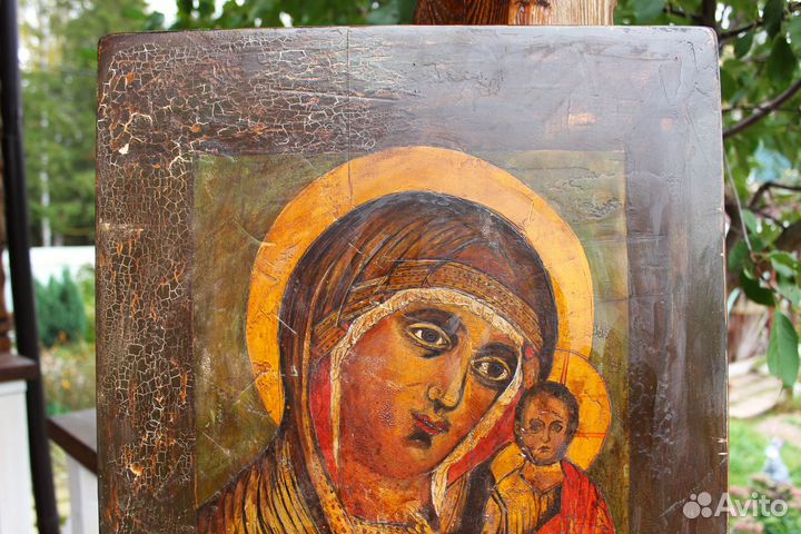 Старая икона Богородицы Казанская 55*45 живопись