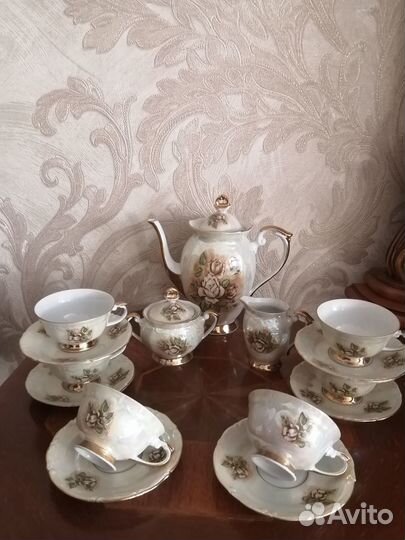 Кофейный перламутровый сервиз 