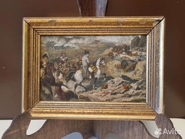 Картина масло 19 век. Миниатюра.Наполеон