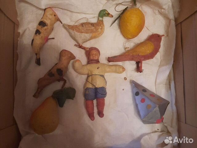 Ватные елочные игрушки СССР