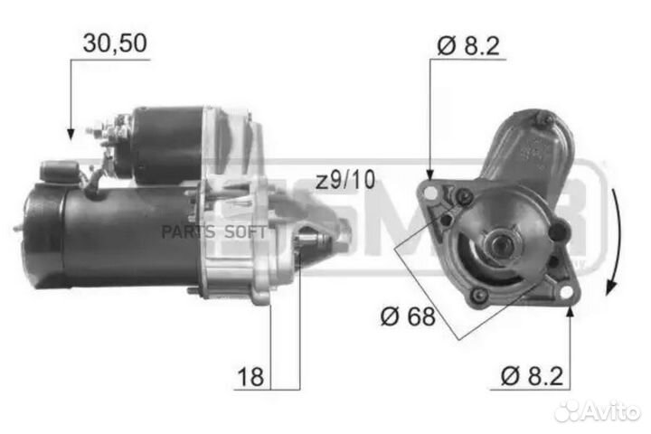 ERA 220001 Стартер 12V 0,9 Kw