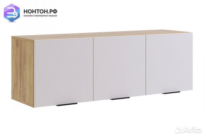 Антресоль трехдверная Бери дуб крафт золотой / бел