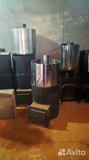 Печка в баню из трубы, с выступом листовой стали