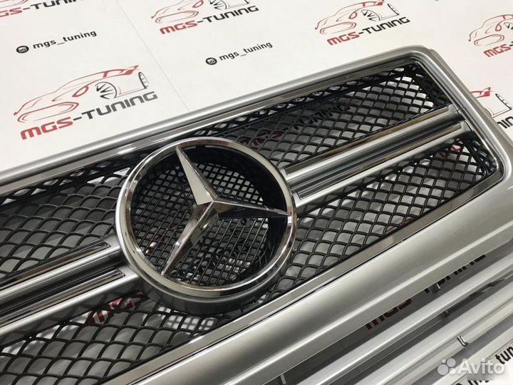 Решетка G-class G63 AMG Серая w463 (Хром звезда)