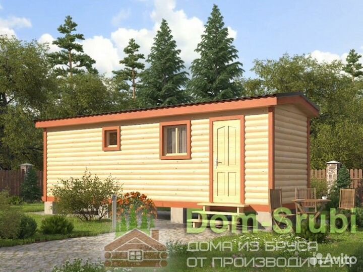 Карабаново. Мобильная баня из бруса бм-7 (2.30х8)