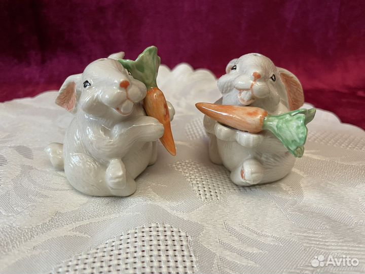 Елочные игрушки и солонки кролики