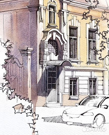 Авторский постер А3 Дом в стиле модерн