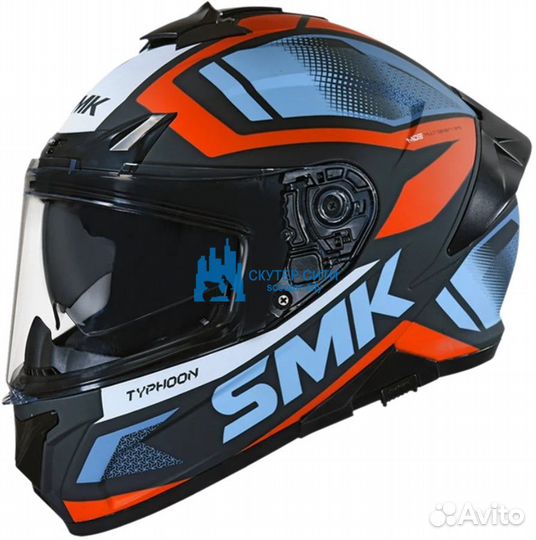 Шлем интеграл SMK typhoon thorn, цвет чёрный/оранж