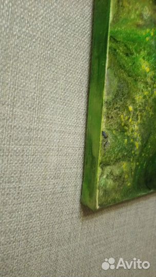 Картина акрил Зеленая абстракция 70 на 60