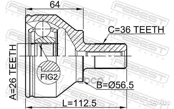 ШРУС наружный 26x54.3x36 (volvo V50 2004) febe