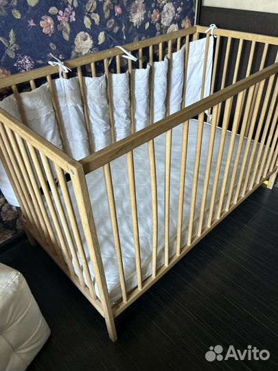 Детская кровать икея с матрасом и бортиком