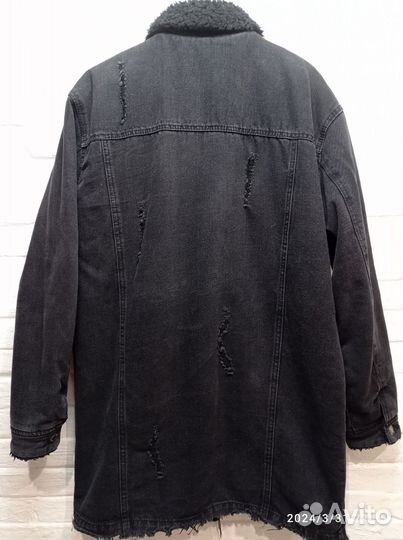 Тёплое джинсовое пальто Denim & co, размер 46