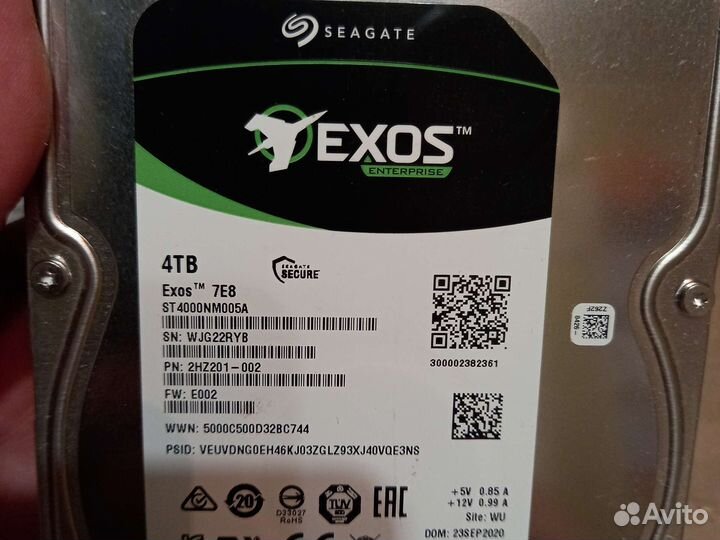 Жесткий диск 4TB Exos 7E8 ST4000NM005A