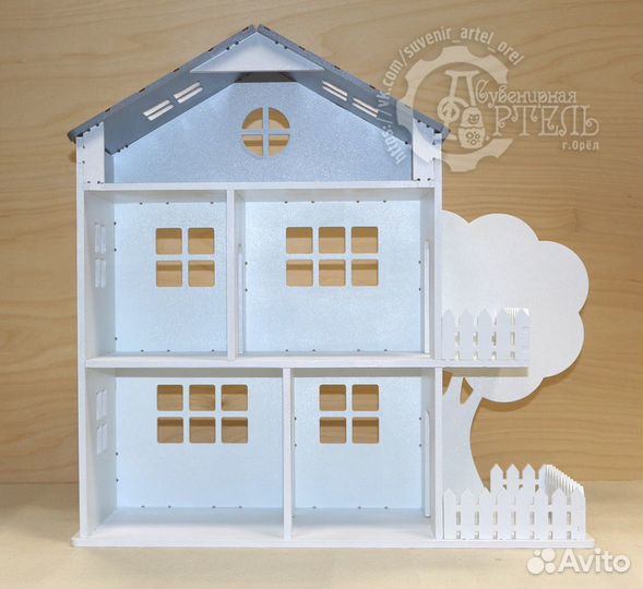 Кукольный домик с деревом, большой (3 этажа)