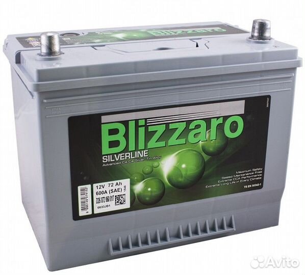 Аккумулятор Blizzaro silverline 72R обр. пол. 72 А