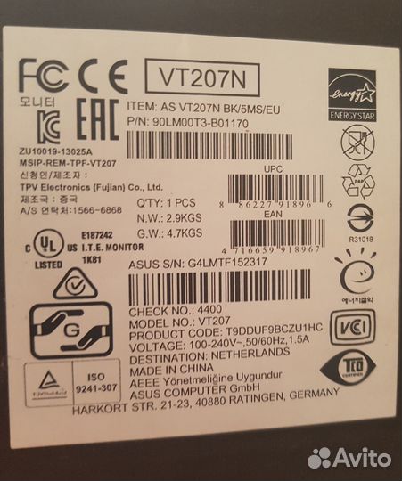 Сенсорный Монитор asus