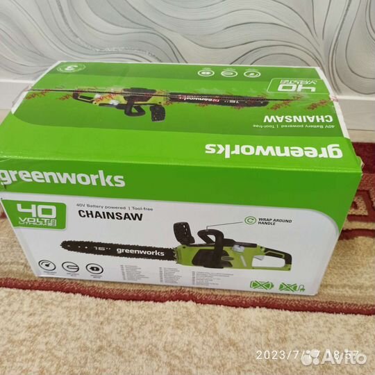 Аккумуляторная цепная пила greenworks 40В