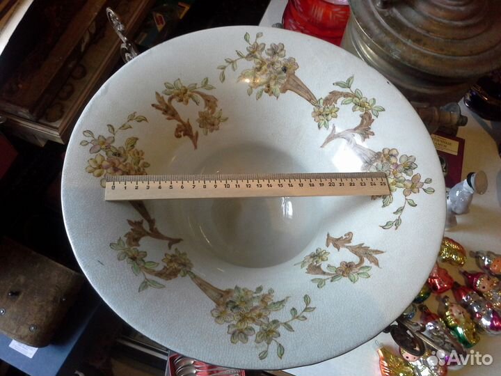 Бронзовая фарфоровая ваза большая кракелюр винтаж