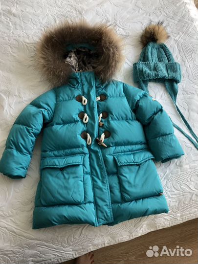 Зимнее пуховое пальто с шапкой Gulliver на 98 рост