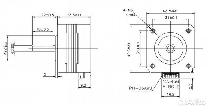 Шаговый Nema 17 17HS4023