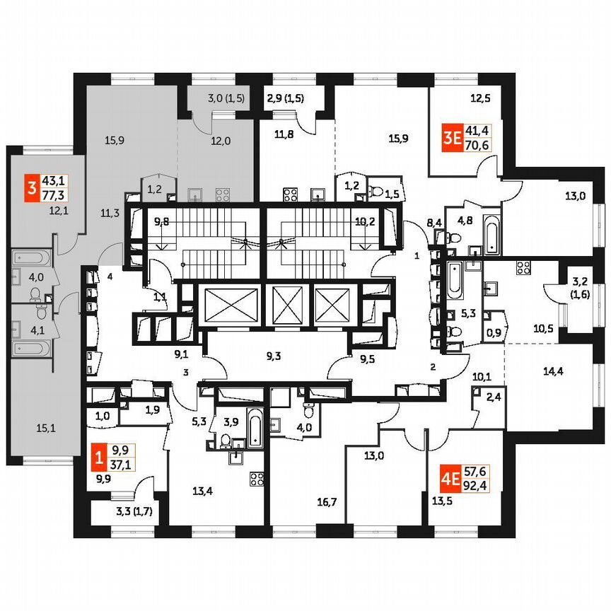 2-к. квартира, 77,3 м², 14/14 эт.