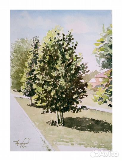 Акварельная картина миниатюра 