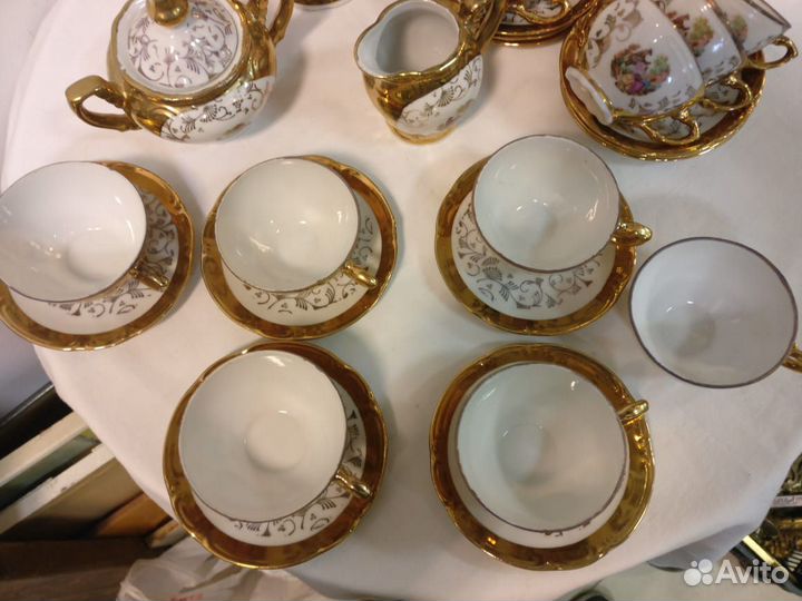 Кофейный сервиз Мадонна, позолота Бавария Германия
