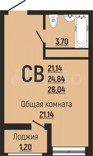 Квартира-студия, 26 м², 22/24 эт.